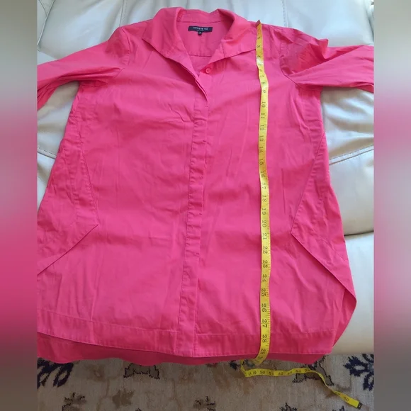 Lafayette 148 New York Hot Pink Button Down Tunic Shirt - Picture 8 of 10